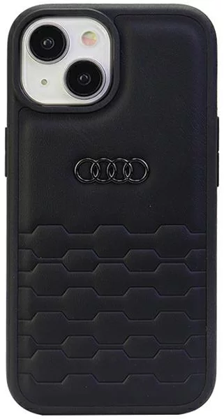Levně Kryt Audi GT Synthetic Leather iPhone 15 6.1" black hardcase (AU-TPUPCIP15-GT/D2-BK)