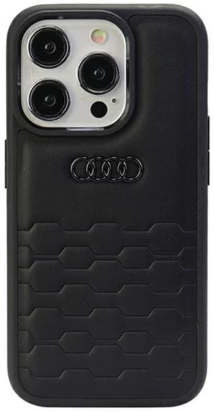 Levně Kryt Audi GT Synthetic Leather iPhone 15 Pro 6.1" black hardcase (AU-TPUPCIP15P-GT/D2-BK)