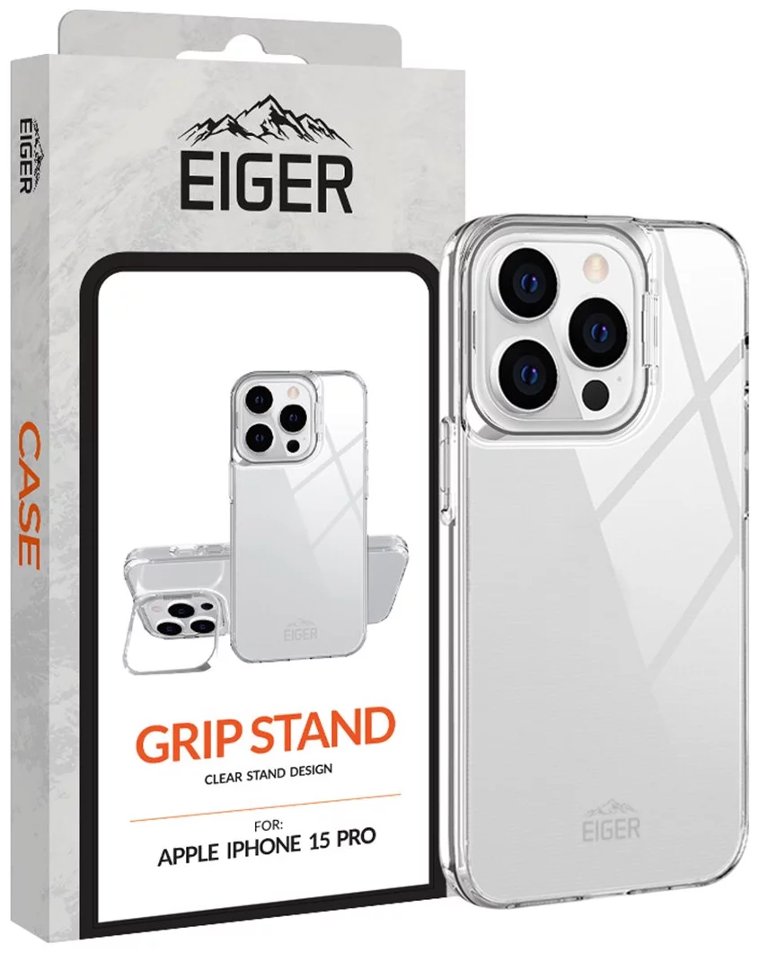 Levně Kryt Eiger Grip Stand Case iPhone 15 Pro Clear