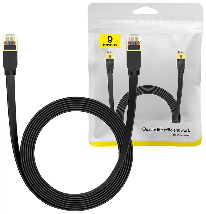 Kábel Baseus Cat 7 UTP Ethernet RJ45 Cable Flat 5 m black