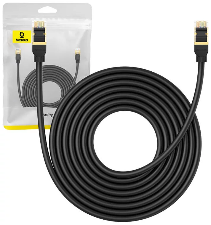 Levně Kabel Baseus Network cable cat.8 Ethernet RJ45, 40Gbps, 8m (black)