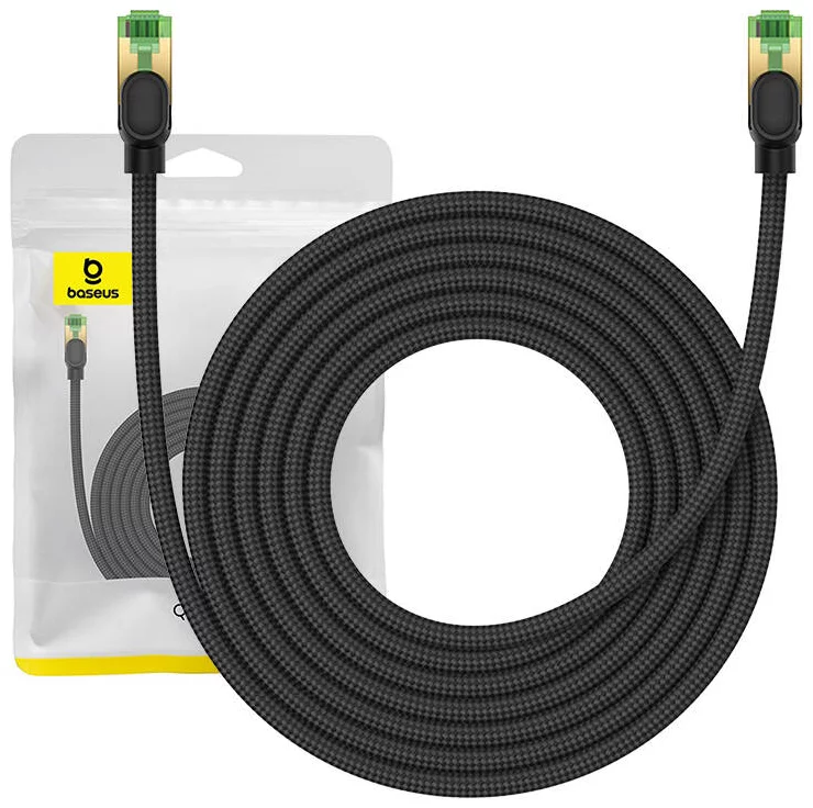Kábel Baseus Braided network cable cat.8 Ethernet RJ45, 40Gbps, 5m (black)