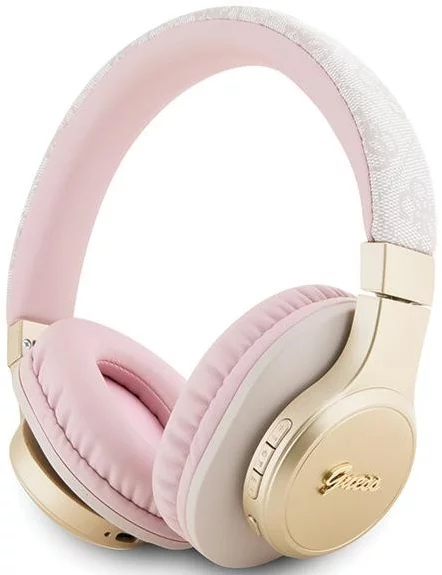 Levně Sluchátka Guess Bluetooth on-ear headphones pink 4G Script (GUBH604GEMP)