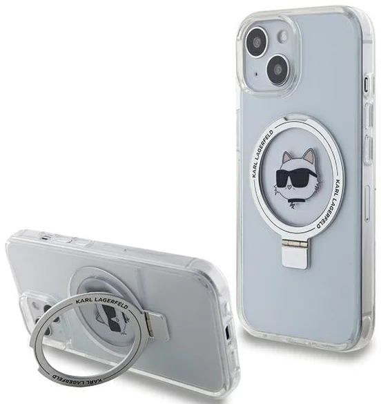 Levně Kryt Karl Lagerfeld KLHMP15SHMRSCHH iPhone 15 6.1" white hardcase Ring Stand Choupette Head MagSafe (KLHMP15SHMRSCHH)