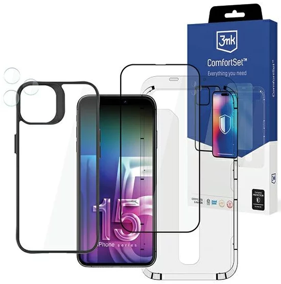 Ochranné sklo 3MK Comfort Set 4in1 iPhone 15 Pro 6.1\