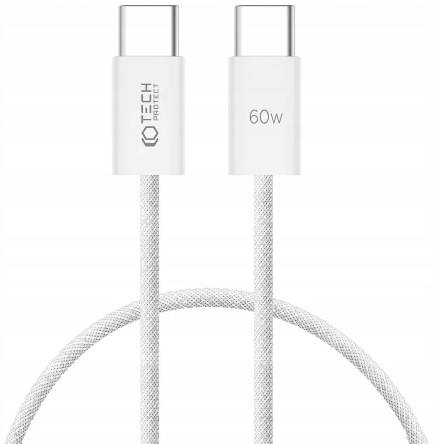 Kábel TECH-PROTECT ULTRABOOST CLASSIC TYPE-C CABLE PD60W/3A 25CM WHITE (9319456607109)
