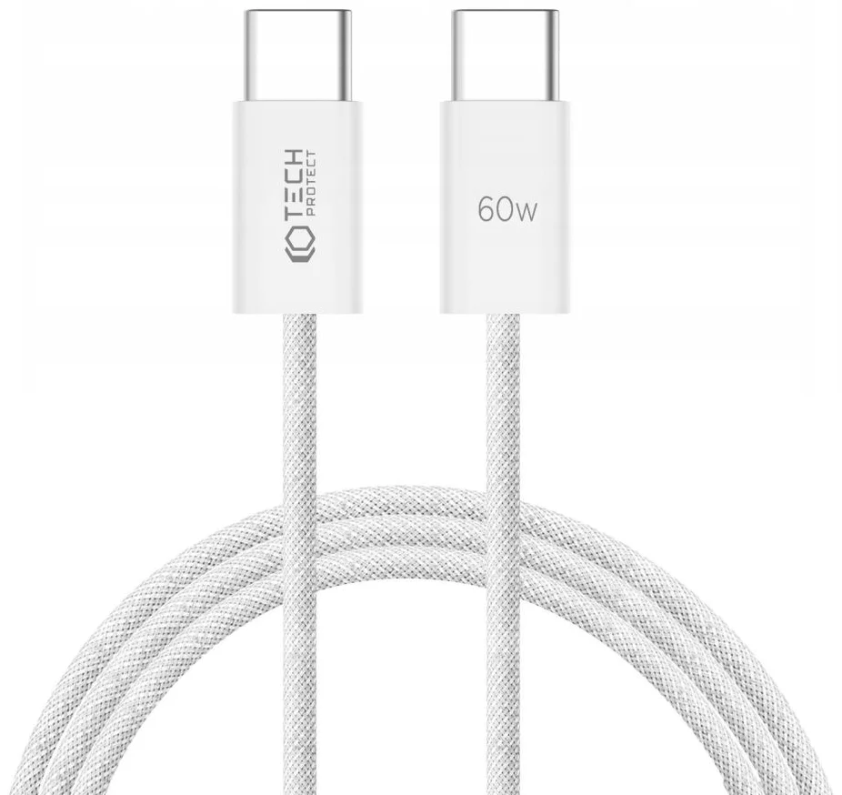 Kábel TECH-PROTECT ULTRABOOST CLASSIC TYPE-C CABLE PD60W/3A 200CM WHITE (9319456607130)