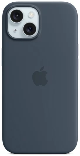 Levně Kryt Apple iPhone 15+ Silicone Case with MS - Storm Blue