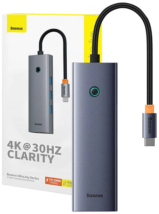 USB Hub Baseus 6in1 Hub UltraJoy USB-C do HDMI4K@30Hz1+3xUSB 3.0+