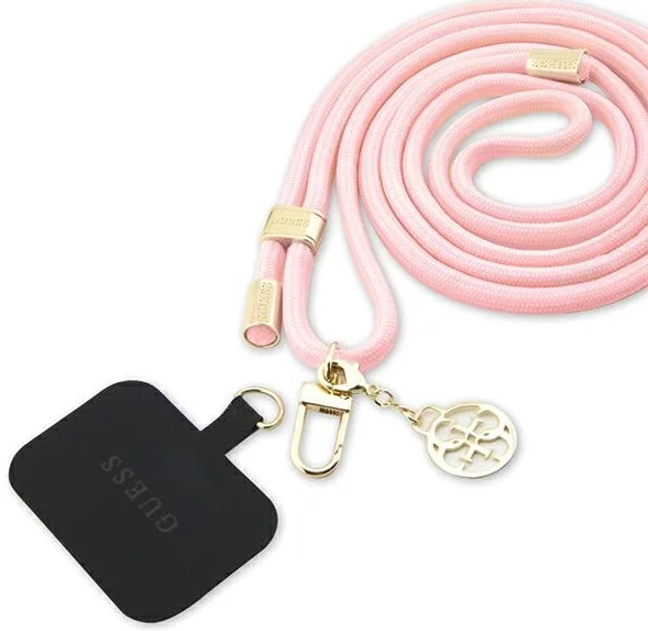 Levně přívěsek Guess GUOUCNMG4EP Universal CBDY Cord Strap pink Nylon 4G Metal Charm (GUOUCNMG4EP)