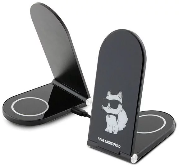 E-shop Bezdrôtová nabíjačka Karl Lagerfeld foldable induction 2in1 KLDCRFALCHNK 15W black Choupette MagSafe (KLDCRFALCHNK)
