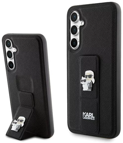 Kryt Karl Lagerfeld KLHCS23FEGSAKCPK S23 FE S711 black hardcase Gripstand Saffiano Karl&Choupette Pins (KLHCS23FEGSAKCPK)