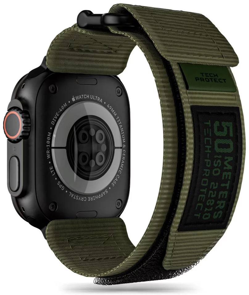 Remienok TECH-PROTECT SCOUT PRO APPLE WATCH 4 / 5 / 6 / 7 / 8 / 9 / SE / ULTRA 1 / 2 (42 / 44 / 45 / 49 MM) MILITARY GREEN (5906203690862)
