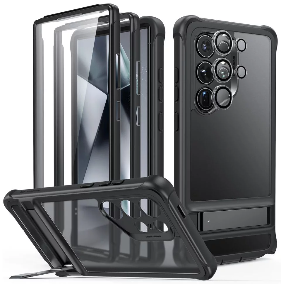 ESR Juego de 2+1 protector de pantalla para Samsung Galaxy S24 Ultra, 2  protectores de pantalla de vidrio templado y 1 juego de protectores