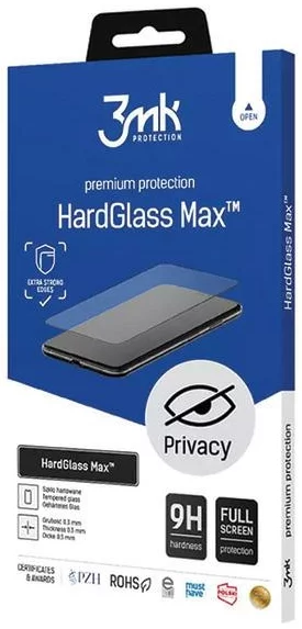 Ochranné sklo 3MK HardGlass Max Privacy iPhone 12/12 Pro black, Fullscreen Glass