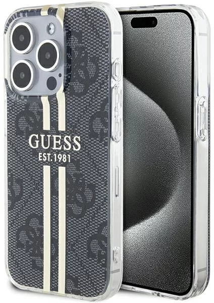 Levně Kryt Guess GUHCP15XH4PSEGK iPhone 15 Pro Max 6.7" black hardcase IML 4G Gold Stripe (GUHCP15XH4PSEGK)