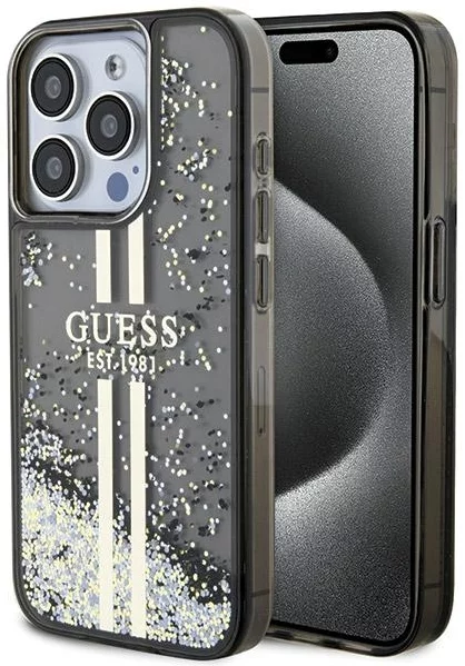 Case Guess GUHCP15XLFCSEGK iPhone 15 Pro Max 6.7 black hardcase Liquid  Glitter Gold Stripes (GUHCP15XLFCSEGK)
