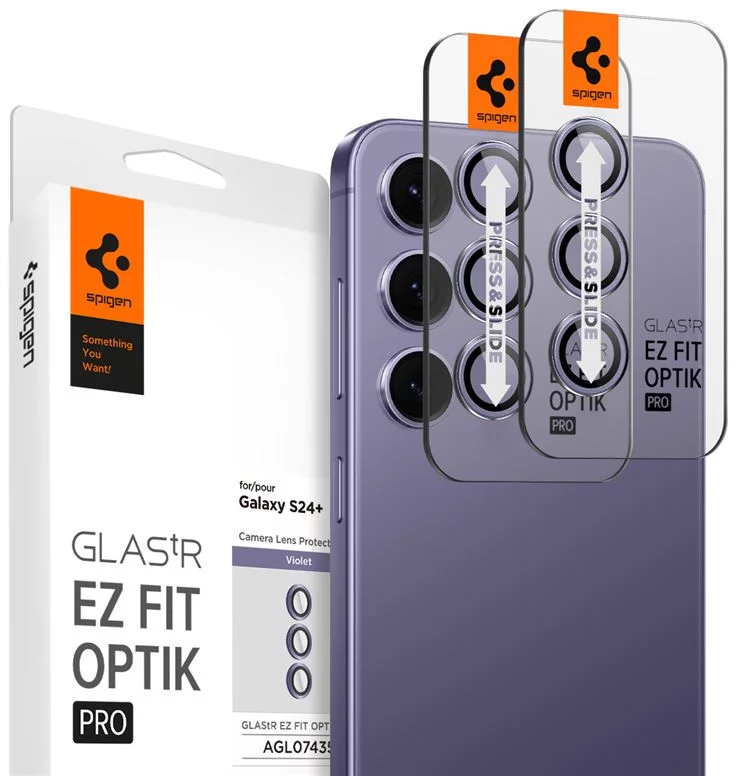 Ochranné sklo Spigen Glass tR EZ Fit Optik Pro 2 Pack, violet - Samsung Galaxy S24+ (AGL07435)