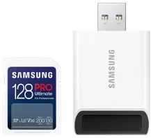 Levně Paměťová karta Samsung SDXC 128GB PRO ULTIMATE + USB adaptér