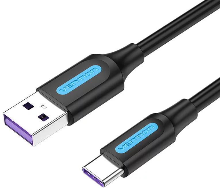 Kábel Vention USB 2.0 A to USB-C 5A Cable CORBF 1m Black PVC