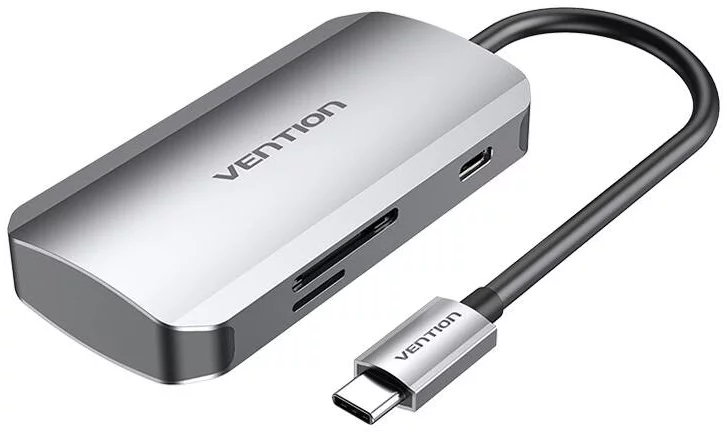 Levně USB Hub Vention USB-C to 3x USB3.0 Docking Station, SD, TF, PD 0.15m TNHHB, gray