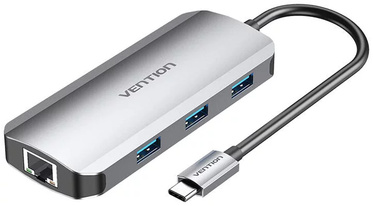 USB Hub Vention USB-C to HDMI Docking Station, 3x USB 3.0, RJ45, PD 0.15m TOHHB (gray)