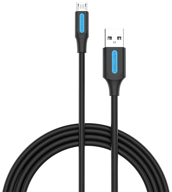 Kábel Vention USB 2.0 A to Micro-B 3A cable 0.25m COLBC black