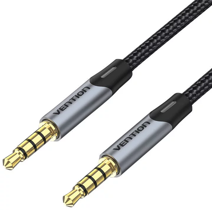 Kábel Vention TRRS 3.5mm Male to Male Aux Cable 1.5m BAQHG Gray