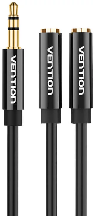 Kábel Vention Stereo Splitter 3.5mm Male to 2x 3.5mm Female 0.3m BBSBY Black