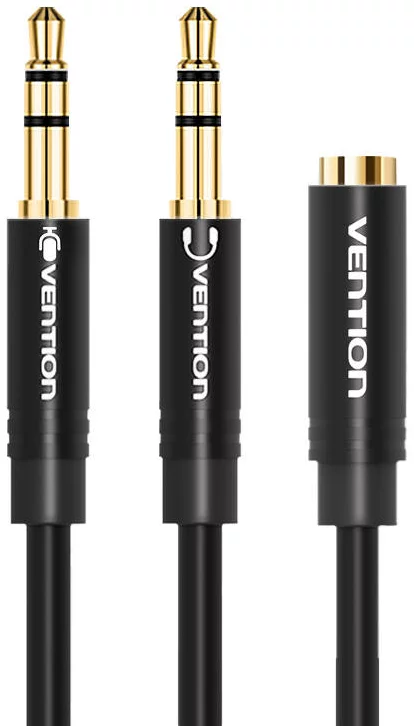 Kábel Vention 2x 3.5mm Audio Cable 0.3m BBUBY Black