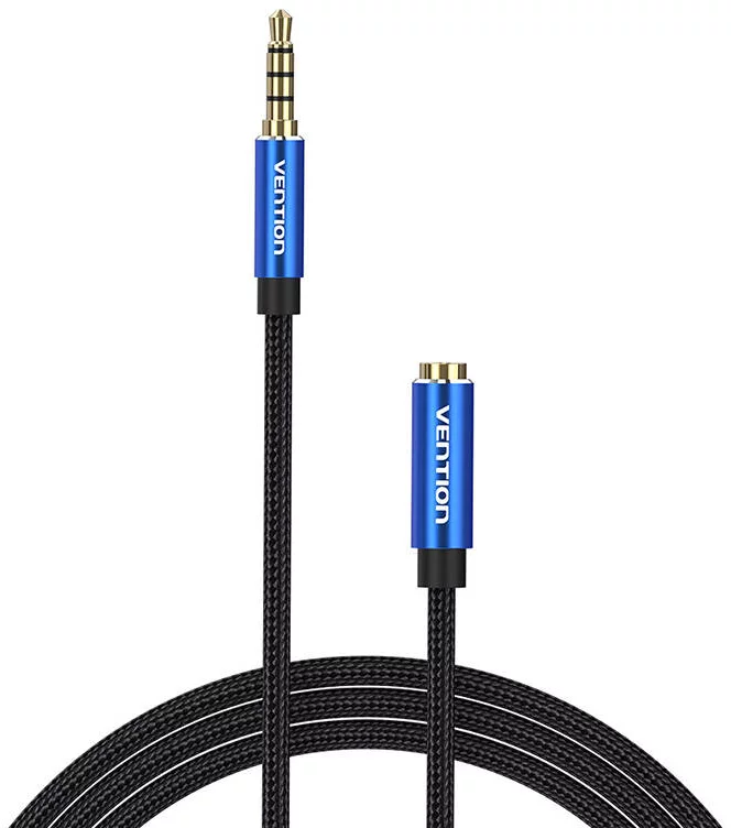 Kábel Vention TRRS 3.5mm Male to 3.5mm Female Audio Extender 1.5m BHCLG Blue