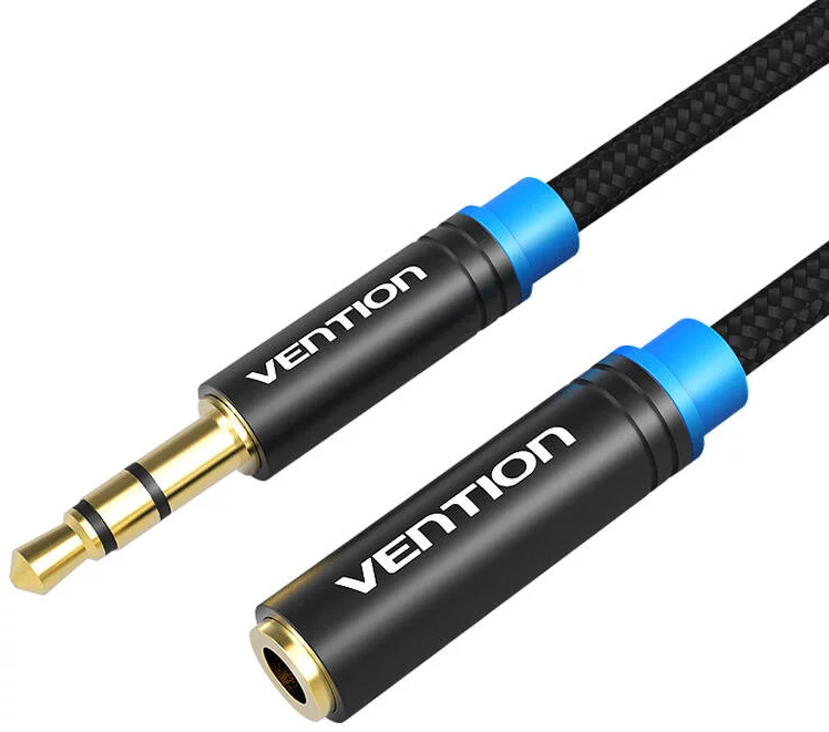 Kábel Vention Braided 3.5mm Audio Extender 1m VAB-B06-B100-M Black
