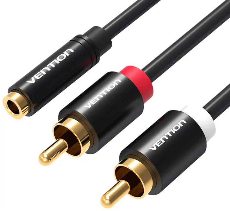 Kábel Vention 3.5mm Female to 2x RCA Male Audio Cable 1m VAB-R01-B100 Black