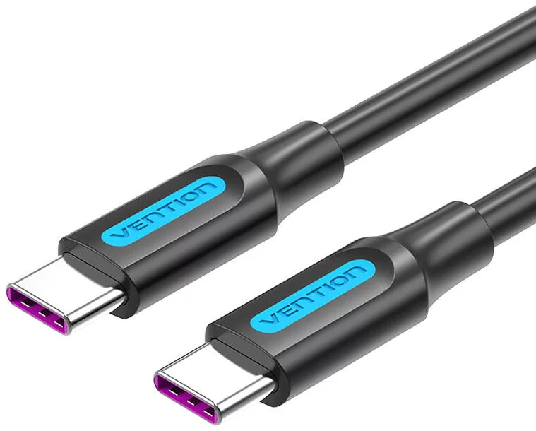 Kábel Vention USB-C 2.0 to USB-C 5A Cable COTBG 1.5m Black PVC