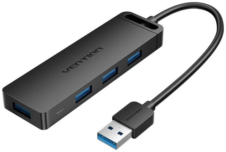 USB Hub Vention USB 3.0 4-Port Hub with Power Adapter CHLBB 0.15m, Black