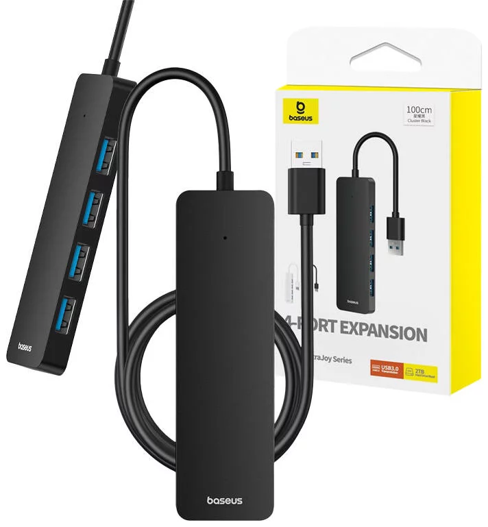 USB Hub Baseus  4in1 Hub UltraJoy Lite USB-A to USB 3.0 1m (black)