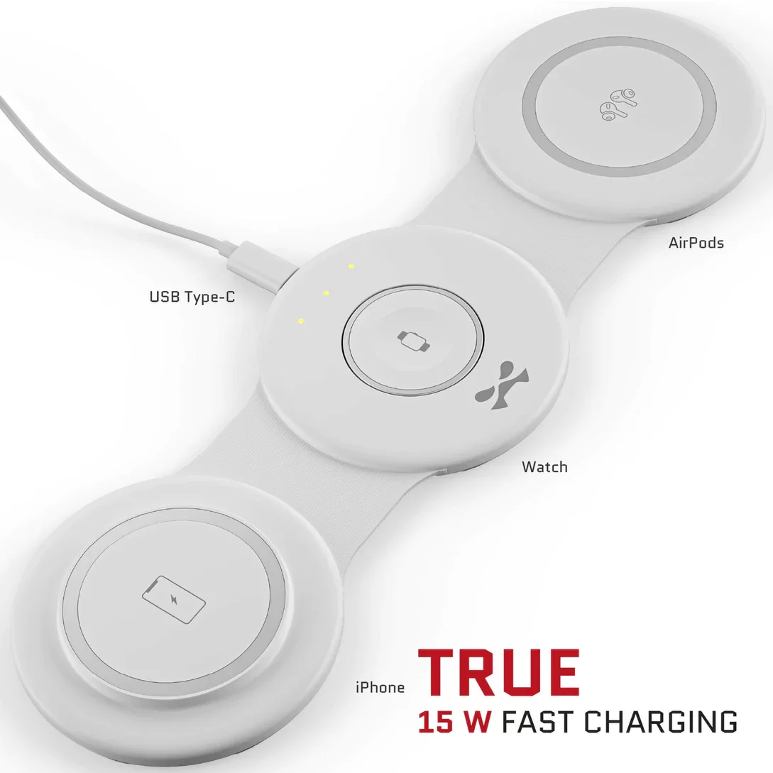 Ghostek 3 in 1 Foldable MagSafe Wireless Charger True iPhone 15W Fast Charge