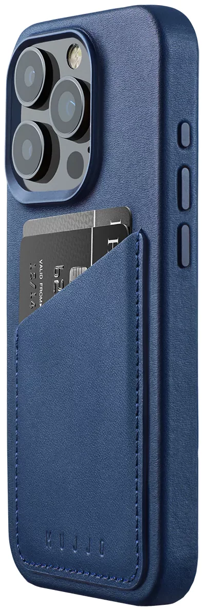 Tok Mujjo Full Wallet Leather Case for iPhone 15 Pro - Monaco Blue