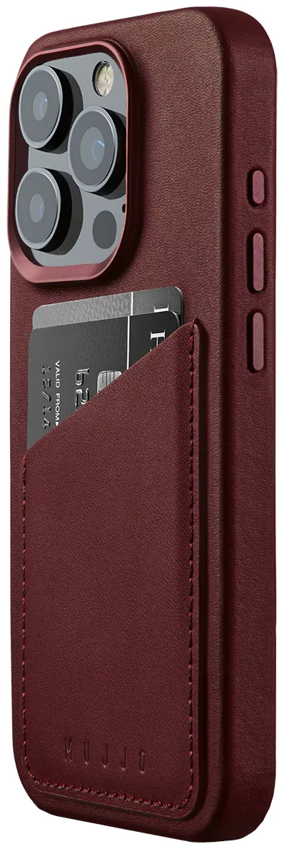 Tok Mujjo Full Wallet Leather Case for iPhone 15 Pro - Burgundy