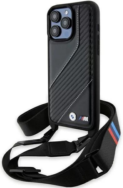 E-shop Kryt BMW BMHCP15L23PSCCK iPhone 15 Pro 6.1" black hardcase M Edition Carbon Stripe & Strap (BMHCP15L23PSCCK)