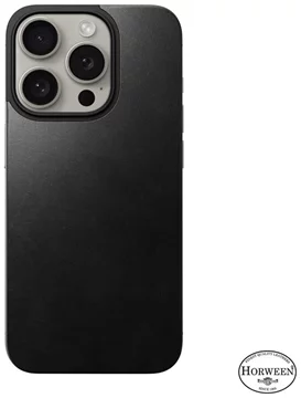 Etui Nomad Magnetic Horween Leather Back, black - iPhone 15