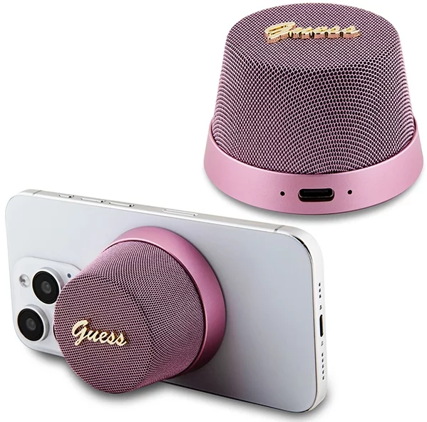 Levně Reproduktor Guess Bluetooth GUWSC3ALSMP Speaker Stand pink Magnetic Script Metal (GUWSC3ALSMP)