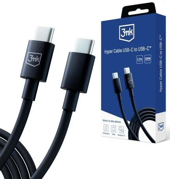 E-shop Kábel 3MK Hyper Cable USB-C - USB-C 100W 1.2m Black Cable