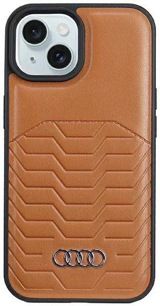 Levně Kryt Audi Synthetic Leather MagSafe iPhone 15 6.1" brown hardcase AU-TPUPCMIP15-GT/D3-BN (AU-TPUPCMIP15-GT/D3-BN)