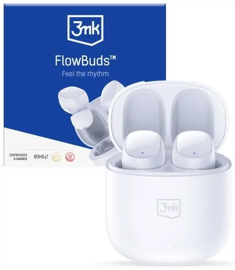 Levně Sluchátka 3MK FlowBuds wireless bluetooth headphones white