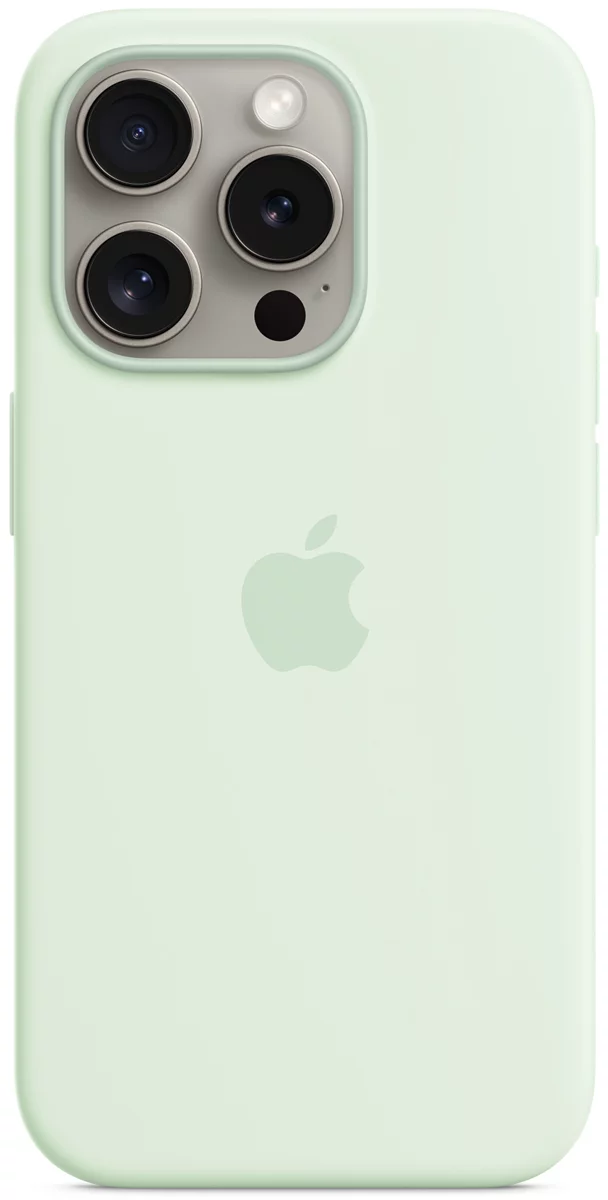 Levně Kryt Apple iPhone 15 Pro Silicone Case with MagSafe - Soft Mint