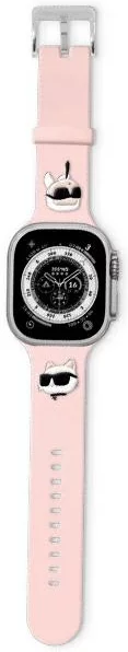 Remienok Karl Lagerfeld Strap KLAWLSLKCNP Apple Watch 42/44/45/49mm pink strap 3D Rubber Karl&Choupette Heads (KLAWLSLKCNP)