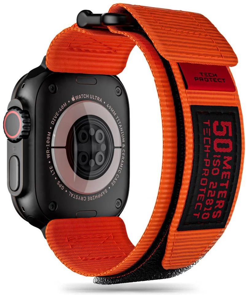 Remienok TECH-PROTECT SCOUT PRO APPLE WATCH 4 / 5 / 6 / 7 / 8 / 9 / SE / ULTRA 1 / 2 (42 / 44 / 45 / 49 MM) ORANGE (5906302309382)