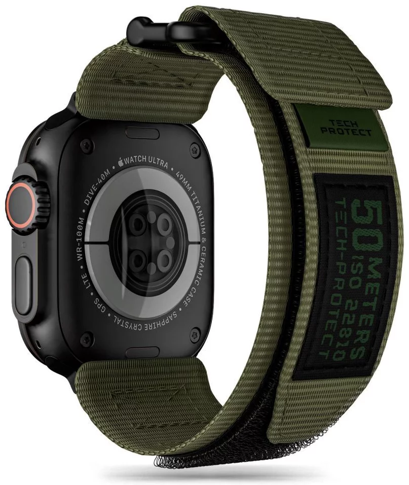 Remienok TECH-PROTECT SCOUT PRO APPLE WATCH 4 / 5 / 6 / 7 / 8 / 9 / SE / ULTRA 1 / 2 (42 / 44 / 45 / 49 MM) MILITARY GREEN (5906302309399)