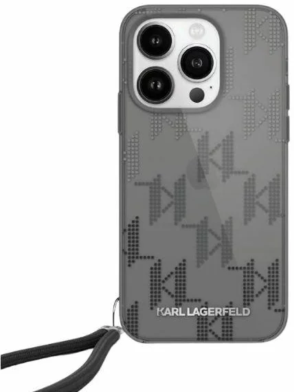 Kryt Karl Lagerfeld KLHCP15LHKDPNSK iPhone 15 Pro 6.1" black hardcase IML Mono KL Pattern & Cord (KLHCP15SHKDPNSK)